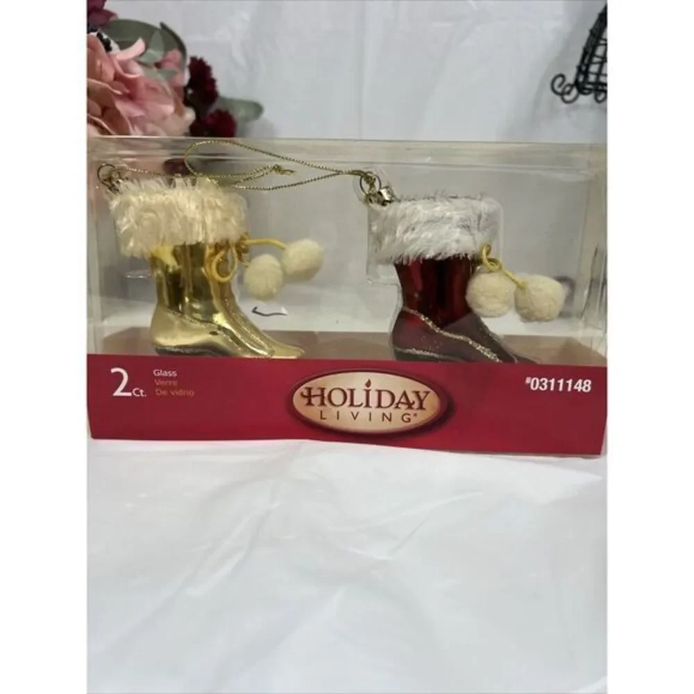 Holiday Living‎ Santa Glass Blown Ice Skates